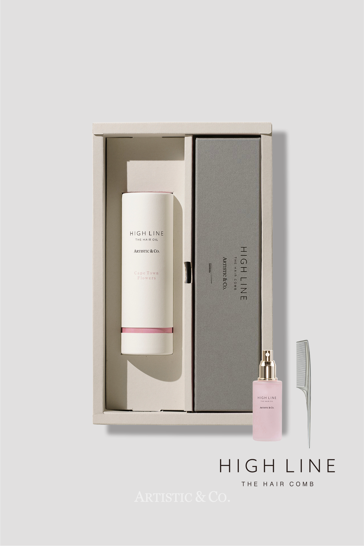 ハイライン ザ ヘアコーム  テール シルバー & ヘアオイルセットBOX